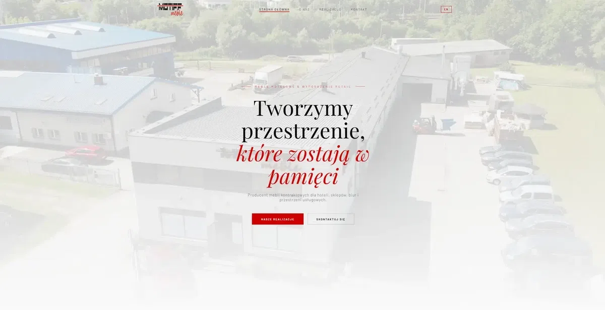 Strona Motiff Meble – zrzut ekranu realizacji KreativSEO
