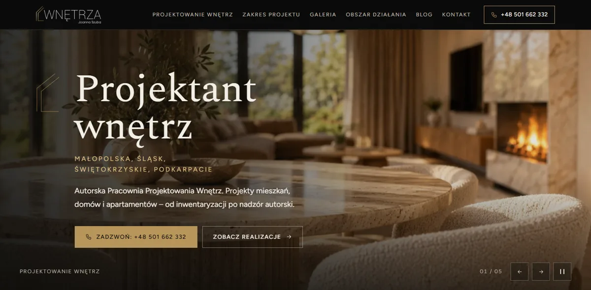 Strona Joanna Szuba – zrzut ekranu realizacji KreativSEO